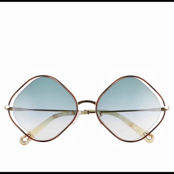 Chloé Poppy 57mm Diamond Shape Sunglasses-Blue Havana - Picture 13 of 13